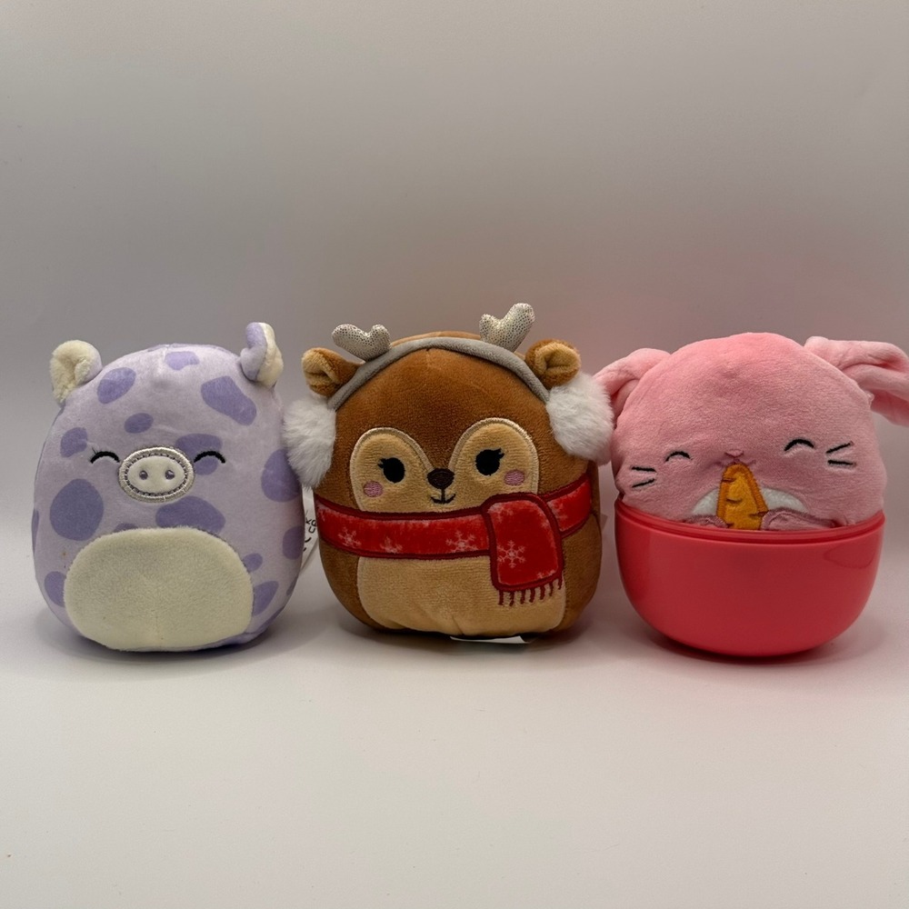 Squishmallows 5 Inch Plush Bundle Bop Bunny Darla Fawn Purple Pig 3 Pack Capsule